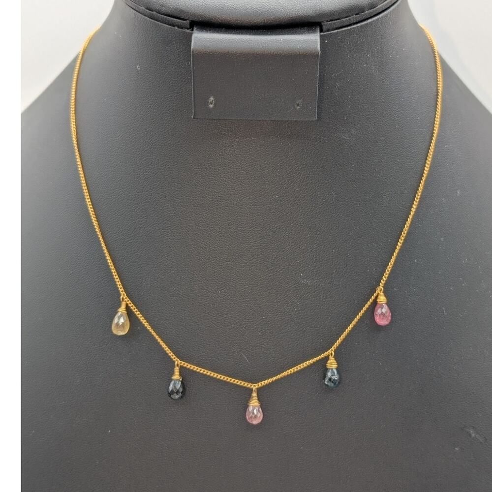 925 Sterling Vermeil Made in Bali Semi-Precious Gemstone Briolette Necklace